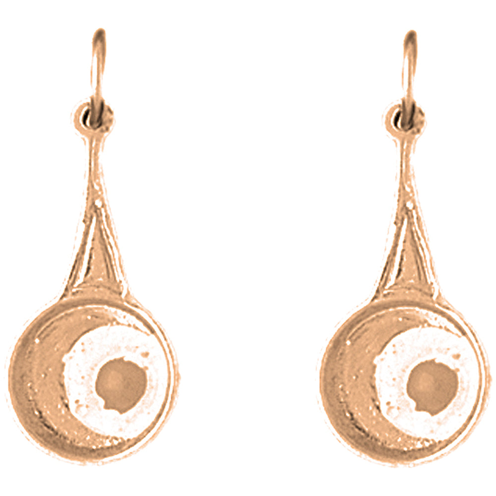 14K or 18K Gold 24mm 3D Frying Pan With Egg Earrings