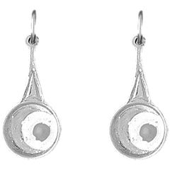 Sterling Silver 24mm 3D Frying Pan With Egg Earrings