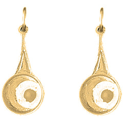 Yellow Gold-plated Silver 24mm 3D Frying Pan With Egg Earrings