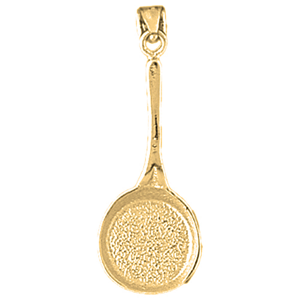 14K or 18K Gold 3D Frying Pan Pendant