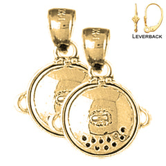 Sterling Silver 18mm 3D Crock Pot Earrings (White or Yellow Gold Plated)