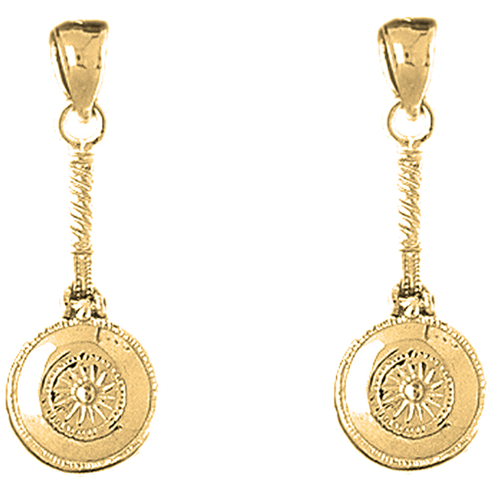 Yellow Gold-plated Silver 28mm 3D Waffle Maker Earrings