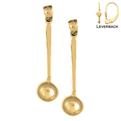 Pendientes de cuchara medidora 3D de plata de ley de 36 mm (chapados en oro blanco o amarillo)