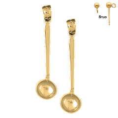 14K oder 18K Gold 36mm 3D Messlöffel Ohrringe