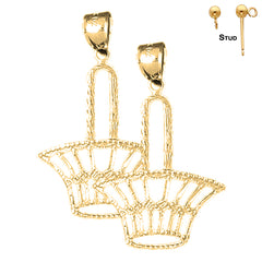 Sterling Silver 35mm Basket Earrings (White or Yellow Gold Plated)