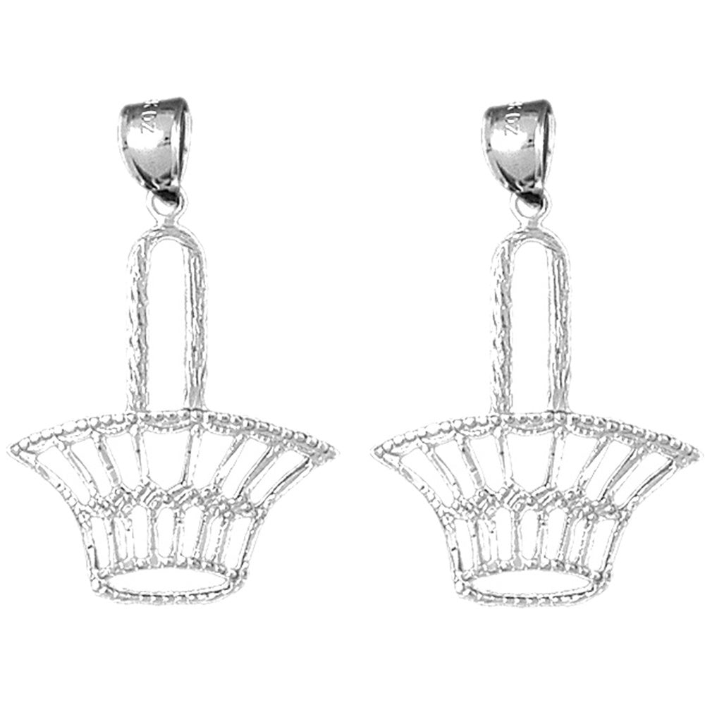 Sterling Silver 35mm Basket Earrings