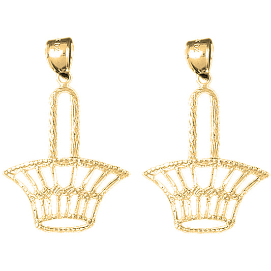 Yellow Gold-plated Silver 35mm Basket Earrings