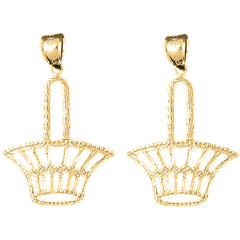 Yellow Gold-plated Silver 35mm Basket Earrings