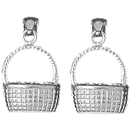 Sterling Silver 18mm 3D Basket Earrings