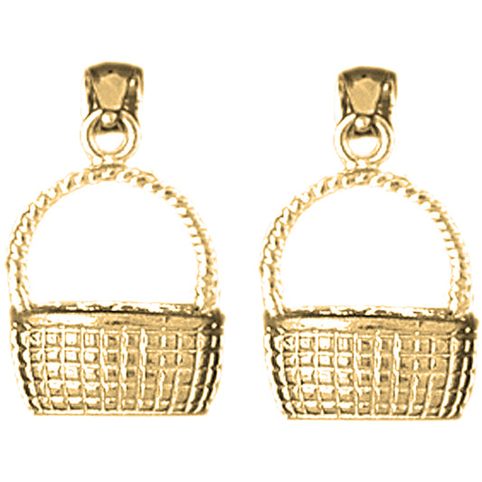 Yellow Gold-plated Silver 18mm 3D Basket Earrings
