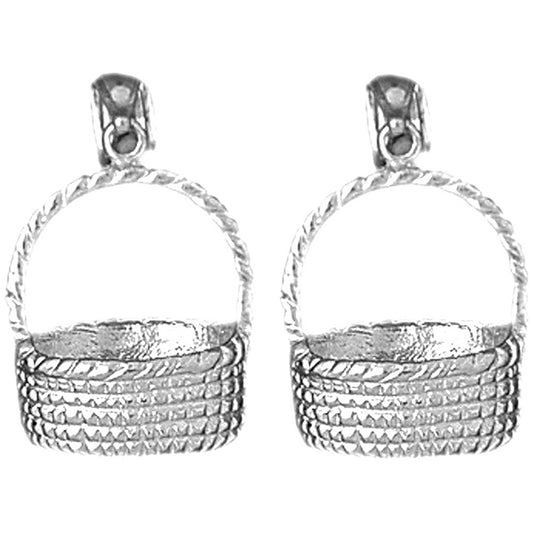 Sterling Silver 22mm 3D Basket Earrings