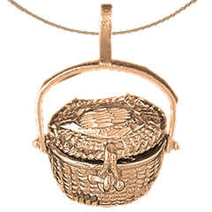 10K, 14K or 18K Gold 3D Basket Pendant