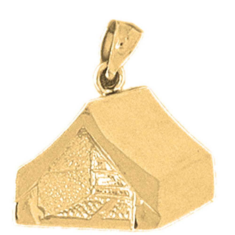 10K, 14K or 18K Gold Tent/Cabin Pendant