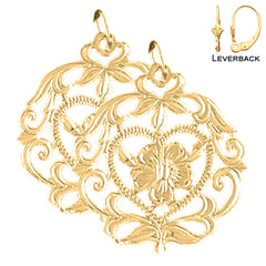 14K or 18K Gold Flower Design Earrings