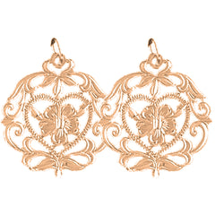 14K or 18K Gold 27mm Flower Design Earrings