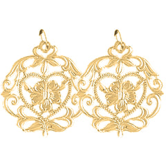 Yellow Gold-plated Silver 27mm Flower Design Earrings