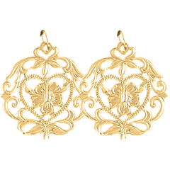 14K or 18K Gold 27mm Flower Design Earrings