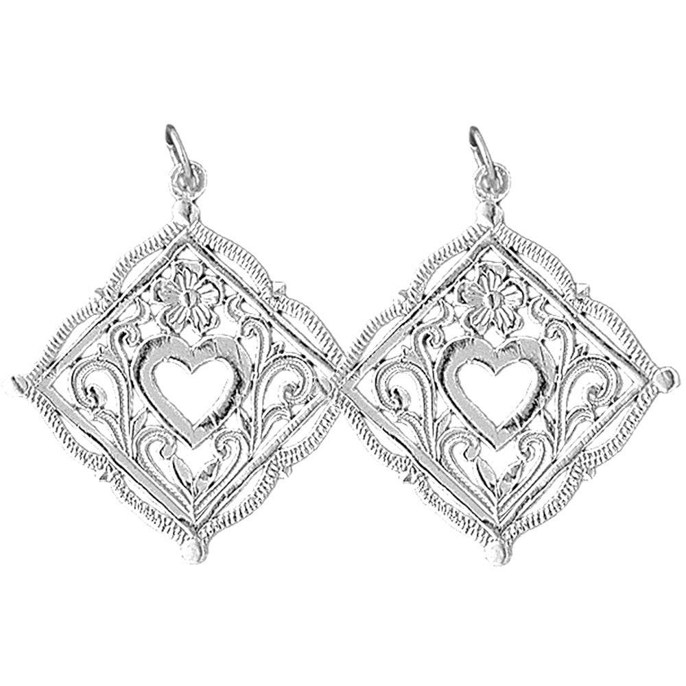 Sterling Silver 33mm Heart Earrings
