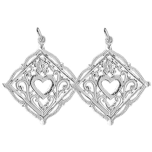 Sterling Silver 33mm Heart Earrings
