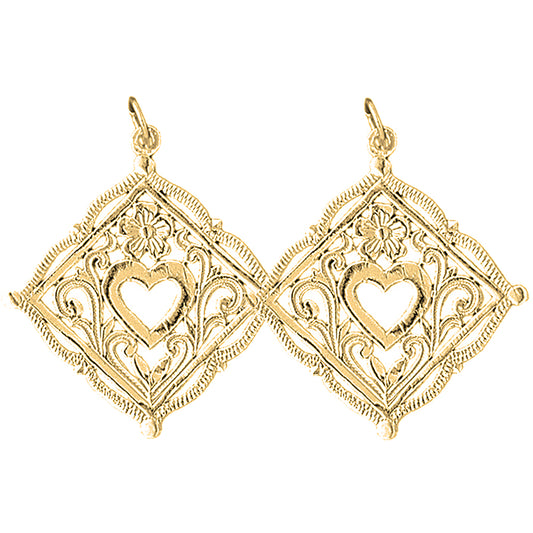 14K or 18K Gold 33mm Heart Earrings