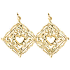 Yellow Gold-plated Silver 33mm Heart Earrings