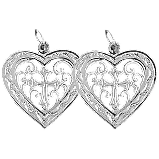 Sterling Silver 22mm Heart Earrings
