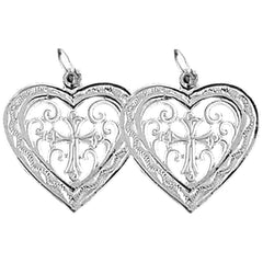 Sterling Silver 22mm Heart Earrings