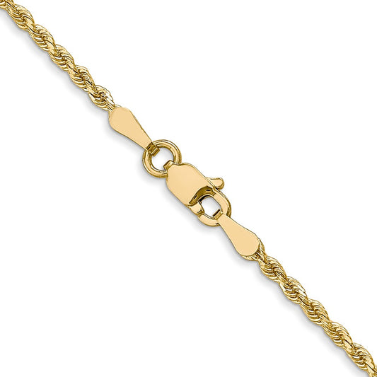 Cadena de cuerda con corte de diamante de 1,75 mm de oro amarillo de 14 quilates