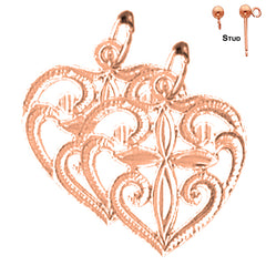 14K or 18K Gold Heart With Cross Earrings