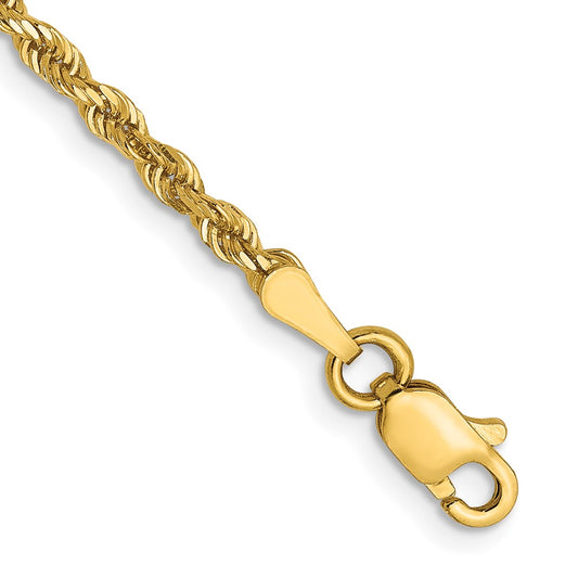 14K Yellow Gold 2.5mm Diamond-cut Rope Chain