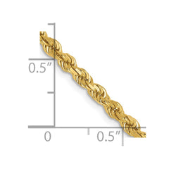 Cadena de cuerda con corte de diamante de 2,75 mm en oro amarillo de 14 quilates