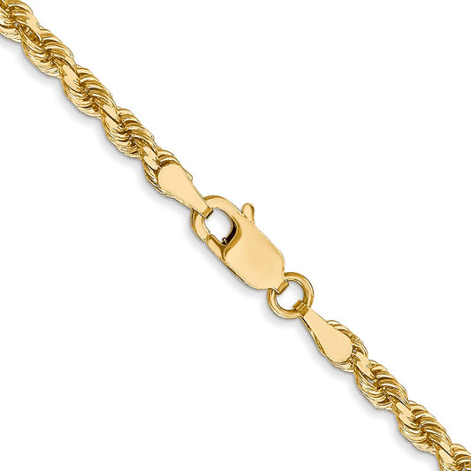 14K Yellow Gold 3mm Diamond-cut Rope Chain