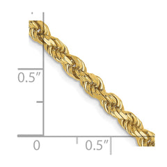 Cadena de cuerda con corte de diamante de 3,5 mm de oro amarillo de 14 quilates