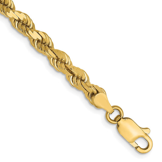 14K Yellow Gold 4mm Diamond-cut Rope Chain