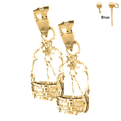 Sterling Silver 21mm Water Well Earrings (White or Yellow Gold Plated)