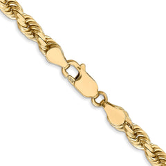 Cadena de cuerda con corte de diamante de 4,5 mm de oro amarillo de 14 quilates
