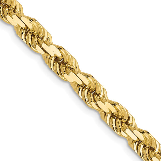 14K Yellow Gold 4.5mm Diamond-cut Rope Chain