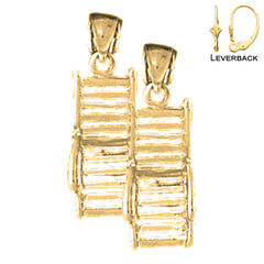 Sterling Silver 2mm Beach Chair/Chaise Earrings (White or Yellow Gold Plated)