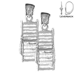 Sterling Silver 2mm Beach Chair/Chaise Earrings (White or Yellow Gold Plated)