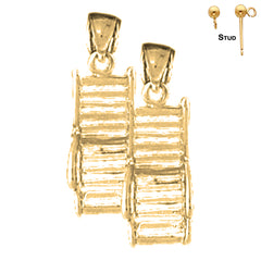 Sterling Silver 2mm Beach Chair/Chaise Earrings (White or Yellow Gold Plated)