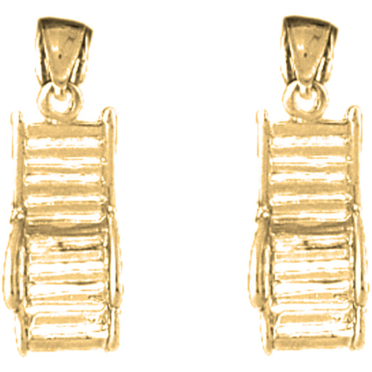 Yellow Gold-plated Silver 2mm Beach Chair/Chaise Earrings