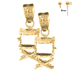 Sterling Silver 17mm Directors Chair Earrings (White or Yellow Gold Plated)