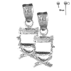 Sterling Silver 17mm Directors Chair Earrings (White or Yellow Gold Plated)