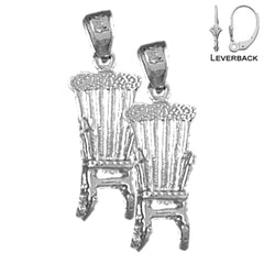 Sterling Silver 24mm Rocking Chair Earrings (White or Yellow Gold Plated)
