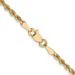 14K Yellow Gold 2.5mm Diamond-cut Lightweight Rope Chain