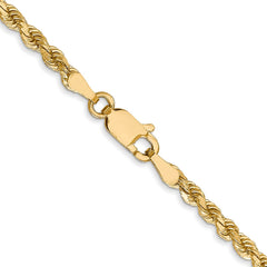 14K Yellow Gold 2.75mm Diamond-cut Lightweight Rope Chain