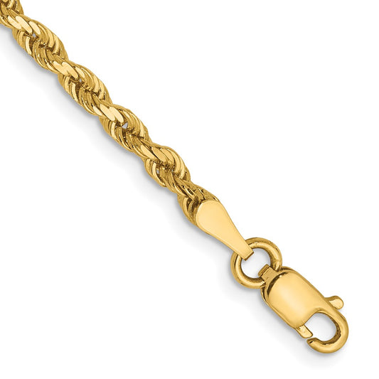 14K Yellow Gold 2.75mm Diamond-cut Lightweight Rope Chain