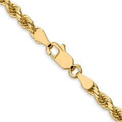 Cadena de cuerda ligera con corte de diamante de 3,5 mm de oro amarillo de 14 quilates