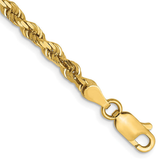 14K Yellow Gold 3.5mm Diamond-cut Lightweight Rope Chain