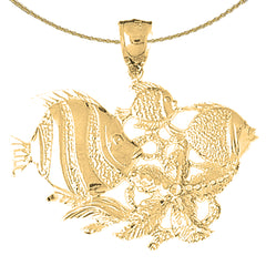 10K, 14K or 18K Gold Tropical Fish And Coral Pendant